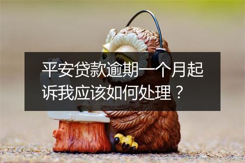 平安贷款逾期一个月起诉我应该如何处理？