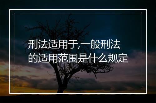 刑法适用于,一般刑法的适用范围是什么规定