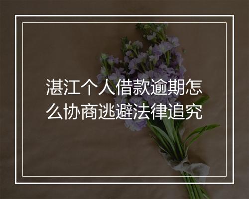 湛江个人借款逾期怎么协商逃避法律追究