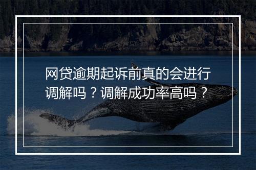 网贷逾期起诉前真的会进行调解吗？调解成功率高吗？