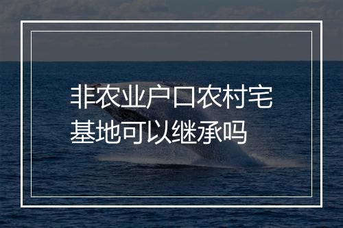 非农业户口农村宅基地可以继承吗
