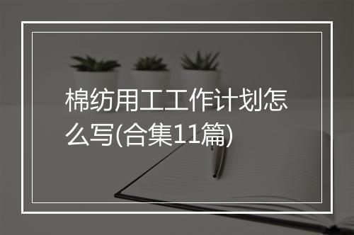 棉纺用工工作计划怎么写(合集11篇)