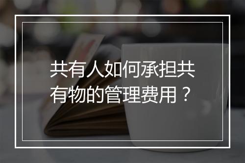 共有人如何承担共有物的管理费用？