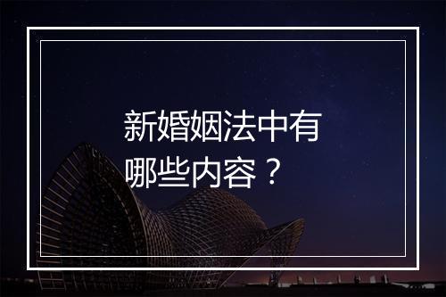新婚姻法中有哪些内容？