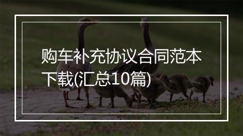 购车补充协议合同范本下载(汇总10篇)