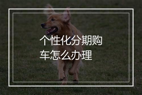 个性化分期购车怎么办理