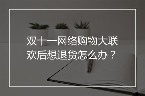 双十一网络购物大联欢后想退货怎么办？
