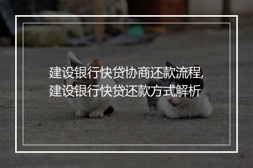建设银行快贷协商还款流程,建设银行快贷还款方式解析