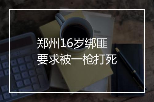 郑州16岁绑匪要求被一枪打死