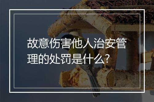 故意伤害他人治安管理的处罚是什么?