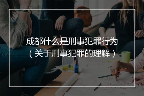 成都什么是刑事犯罪行为（关于刑事犯罪的理解）