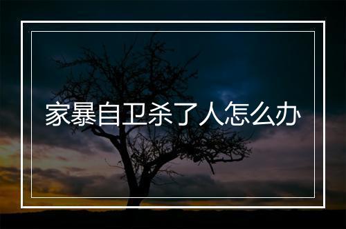家暴自卫杀了人怎么办