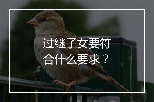 过继子女要符合什么要求？