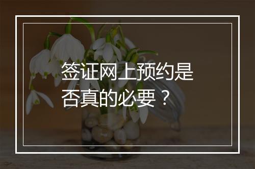 签证网上预约是否真的必要？