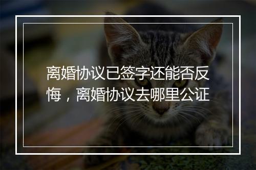 离婚协议已签字还能否反悔，离婚协议去哪里公证