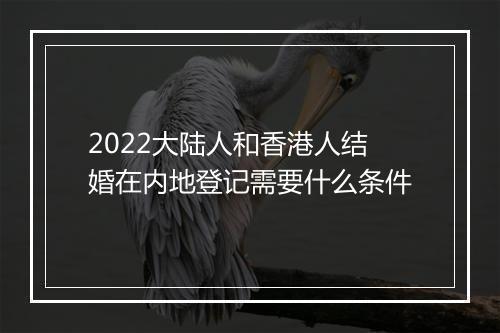 2022大陆人和香港人结婚在内地登记需要什么条件