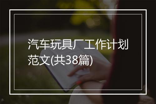 汽车玩具厂工作计划范文(共38篇)
