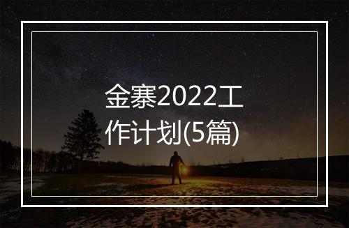 金寨2022工作计划(5篇)