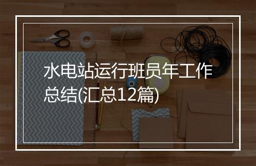 水电站运行班员年工作总结(汇总12篇)
