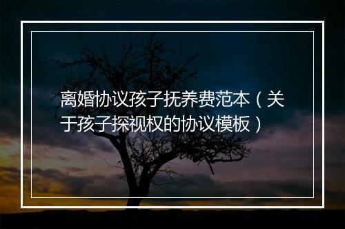 离婚协议孩子抚养费范本（关于孩子探视权的协议模板）