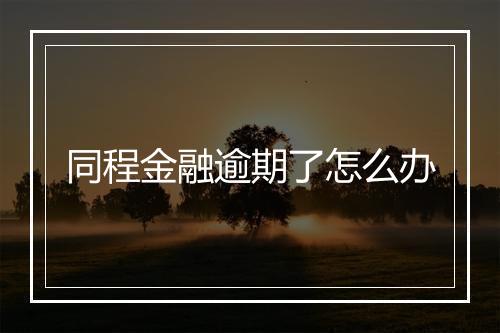 同程金融逾期了怎么办