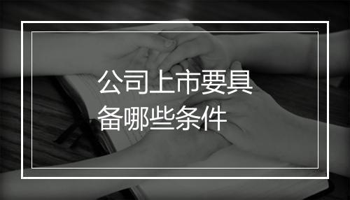 公司上市要具备哪些条件