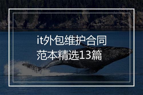 it外包维护合同范本精选13篇