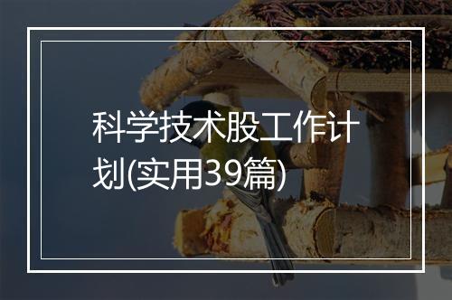 科学技术股工作计划(实用39篇)