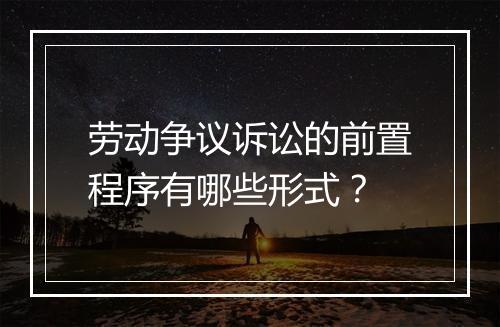 劳动争议诉讼的前置程序有哪些形式？