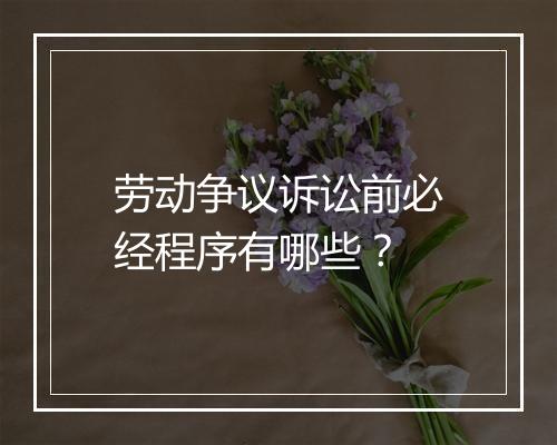 劳动争议诉讼前必经程序有哪些？