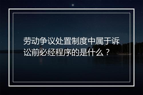 劳动争议处置制度中属于诉讼前必经程序的是什么？