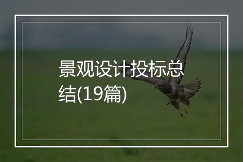 景观设计投标总结(19篇)