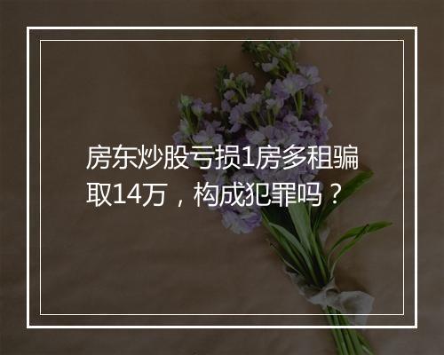 房东炒股亏损1房多租骗取14万，构成犯罪吗？