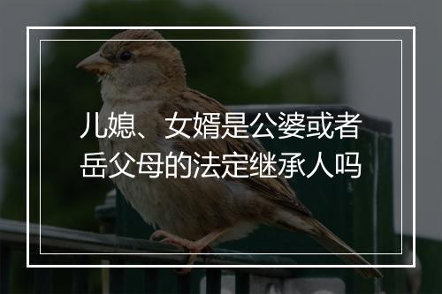 儿媳、女婿是公婆或者岳父母的法定继承人吗