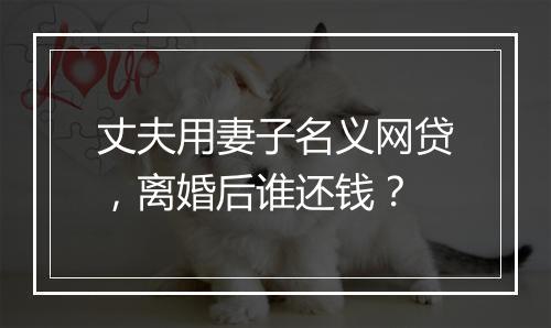 丈夫用妻子名义网贷，离婚后谁还钱？