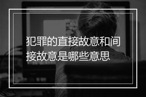 犯罪的直接故意和间接故意是哪些意思