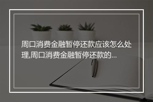 周口消费金融暂停还款应该怎么处理,周口消费金融暂停还款的解决