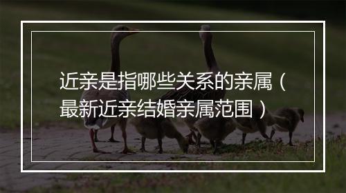 近亲是指哪些关系的亲属（最新近亲结婚亲属范围）