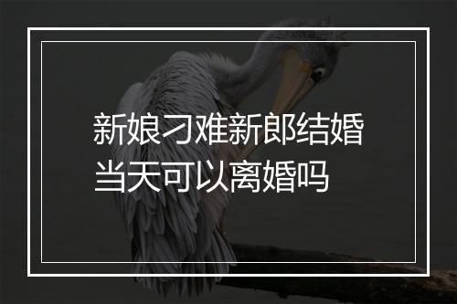 新娘刁难新郎结婚当天可以离婚吗