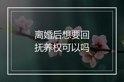 离婚后想要回抚养权可以吗
