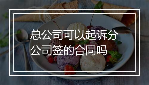 总公司可以起诉分公司签的合同吗