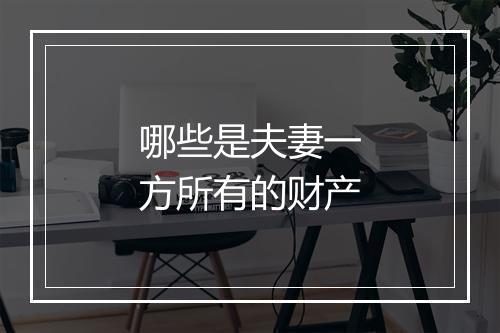哪些是夫妻一方所有的财产