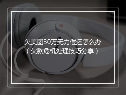 欠美团30万无力偿还怎么办（欠款危机处理技巧分享）