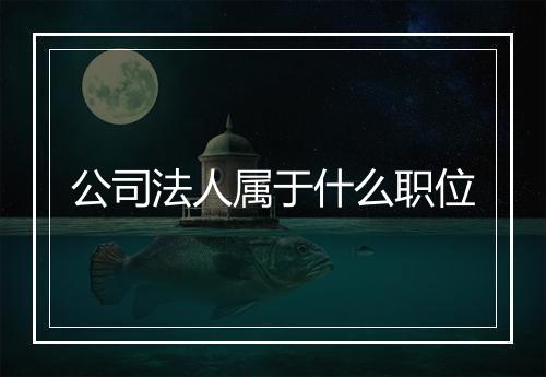 公司法人属于什么职位