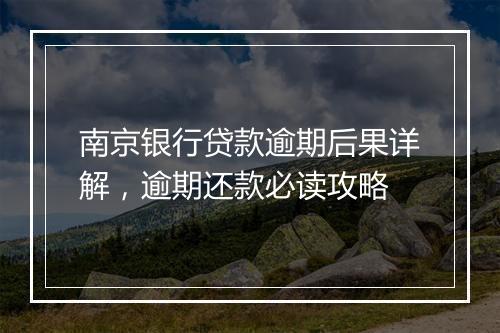 南京银行贷款逾期后果详解，逾期还款必读攻略