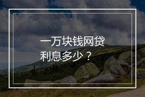 一万块钱网贷利息多少？