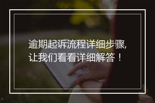 逾期起诉流程详细步骤,让我们看看详细解答！