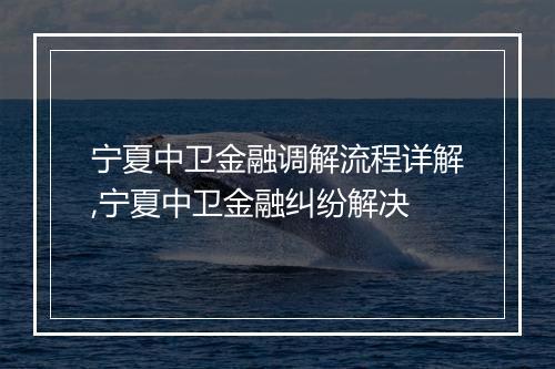宁夏中卫金融调解流程详解,宁夏中卫金融纠纷解决