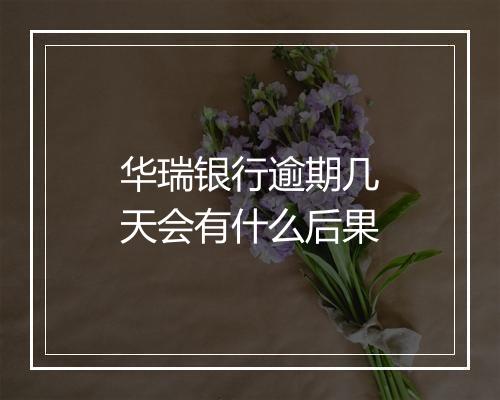 华瑞银行逾期几天会有什么后果