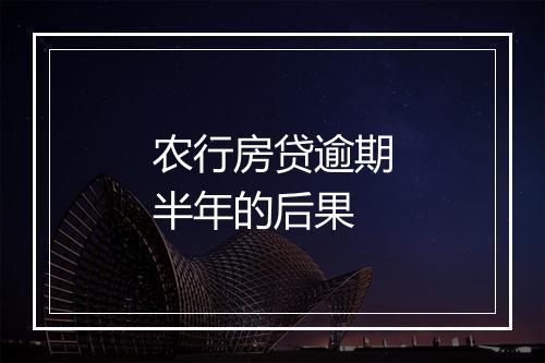 农行房贷逾期半年的后果